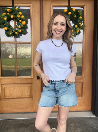 Libbie Lettuce Top- White