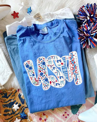 USA pattern Tee- 2 colors
