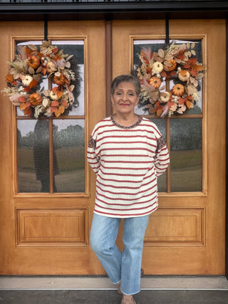 Rusty Striped Leopard Top