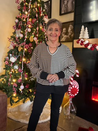 Merle Stripe Detail Top