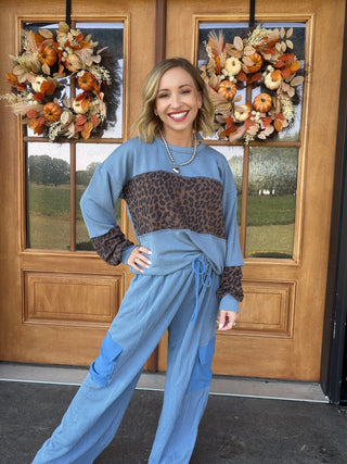 Denim Vintage Leopard Top