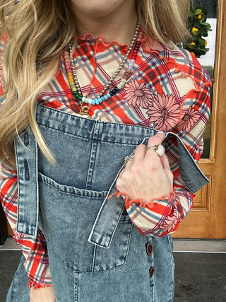 Washed Denim Oversized Overalls
