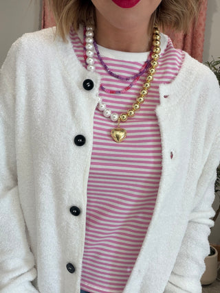 Candy Pink Stripe Tee