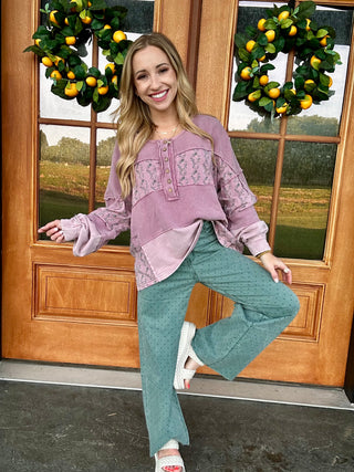 Teal POKADOTS Twill Pants