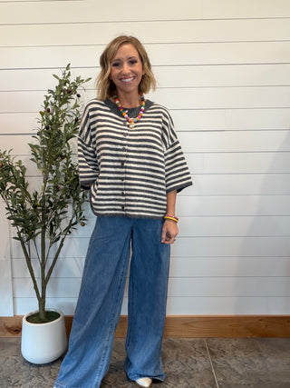 Holly Stripe Top Grey