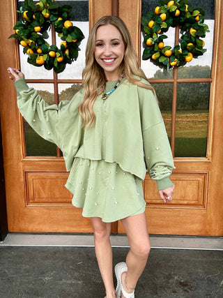 Pearl Embellished Skort Set