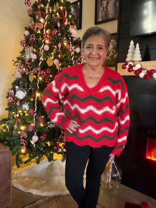 Christmas Wavy Stripes Sweater