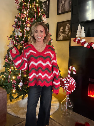Christmas Wavy Stripes Sweater