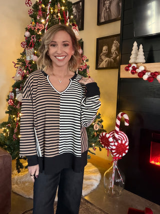 Merle Stripe Detail Top