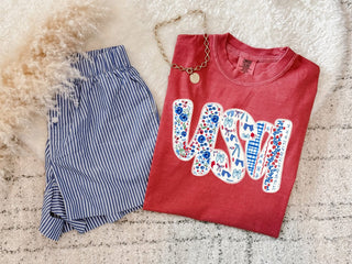 USA pattern Tee- 2 colors