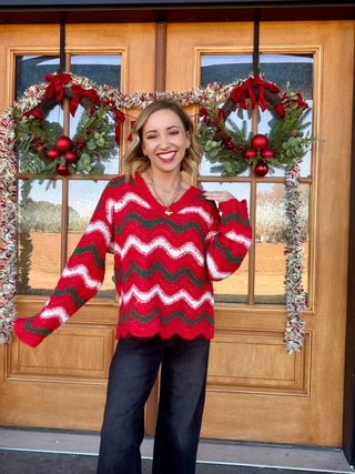 Christmas Wavy Stripes Sweater