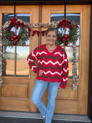 Christmas Wavy Stripes Sweater