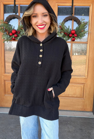 Everyday Essential Button Hooded Pullover