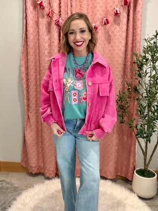 Addie Acid Fleece Jacket- Pink