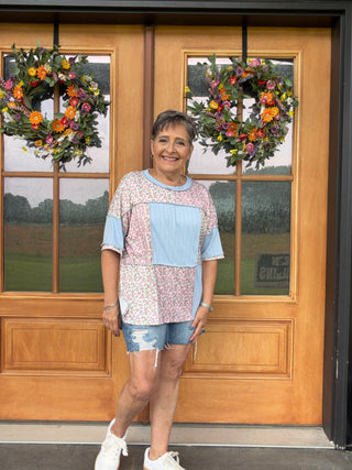 Bluebell Bloom Color Block Top