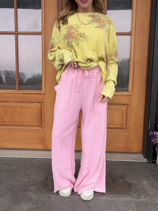 Pink Texture Cargo Terry Pant