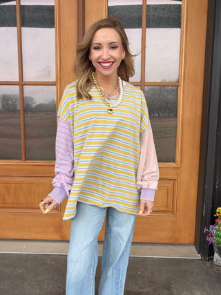 Spring Stripe Colorblock Top