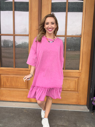 Dragon Fruit Ruffle T-Shirt Dress