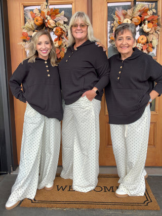 WHITE PolkaDot Wide Leg Pants