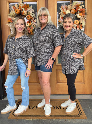 Leopard Button Down Top