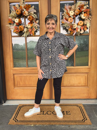 Leopard Button Down Top