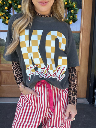KC Checkered Football Tee