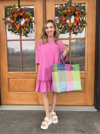 Dragon Fruit Ruffle T-Shirt Dress