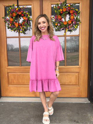 Dragon Fruit Ruffle T-Shirt Dress