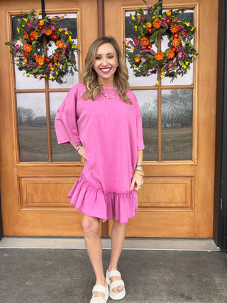 Dragon Fruit Ruffle T-Shirt Dress